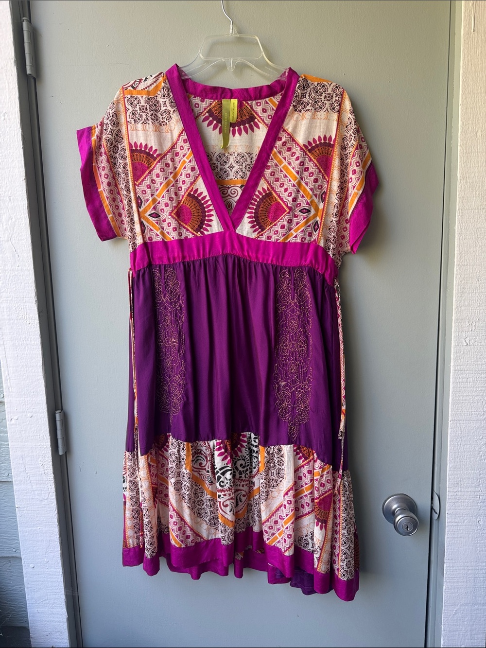 Green Dragon Magenta & Purple Patterned Midi Dress